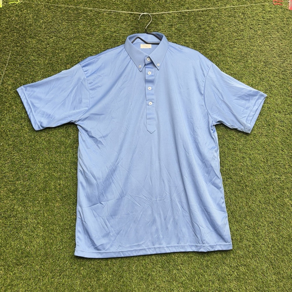 Collars and Co Polo Men XL Blue Solid Stretch Performance Dress Collar *READ